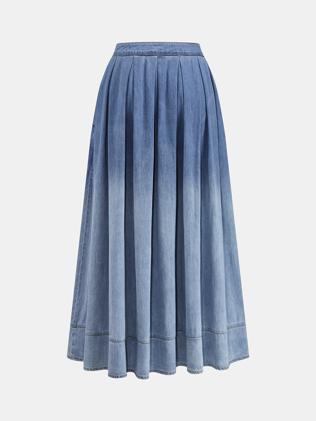 Side Tie Denim Top & Ombre Midi Skirt Set