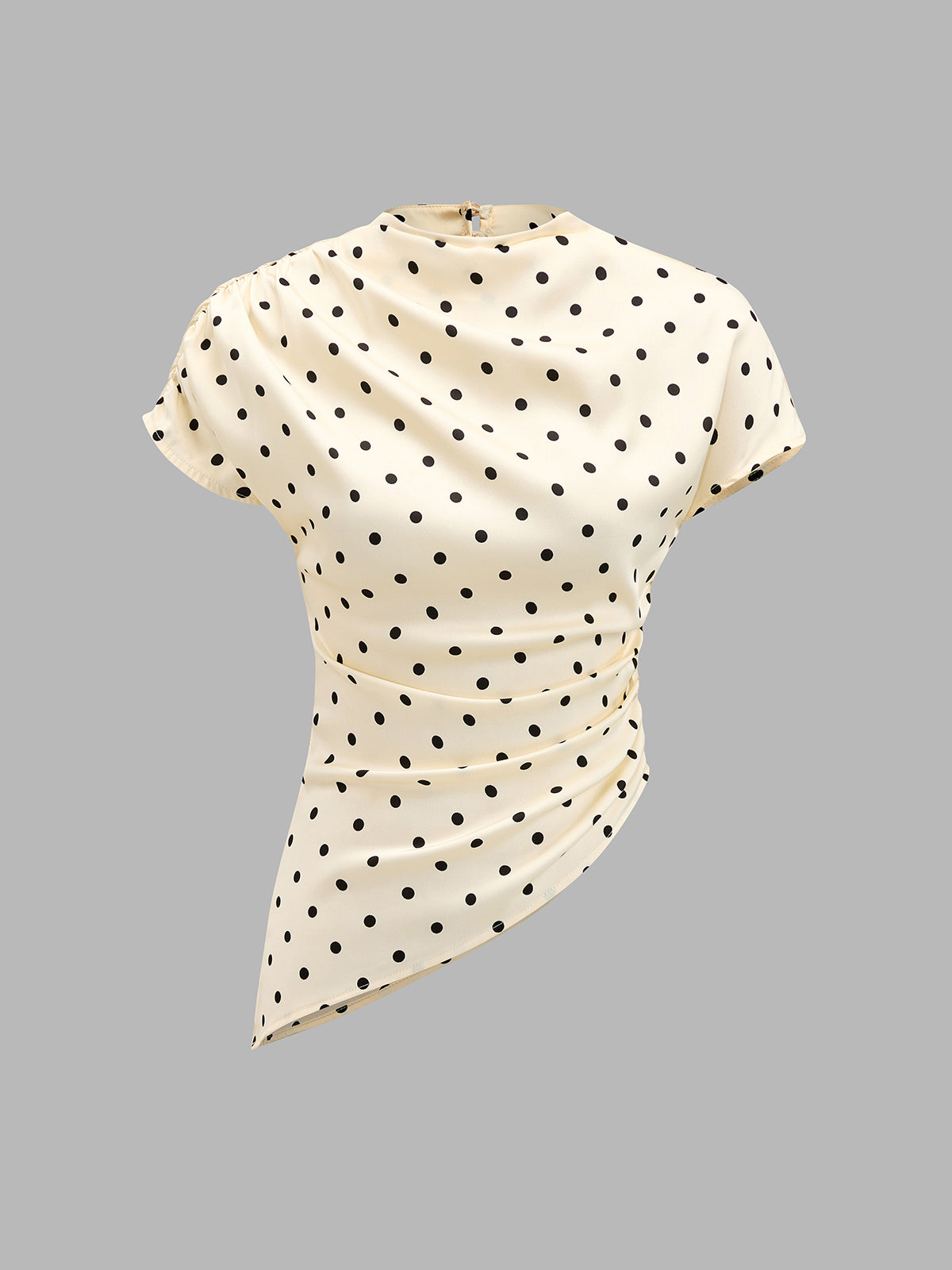 Polka Dot Asymmetric Hem Satin Blouse