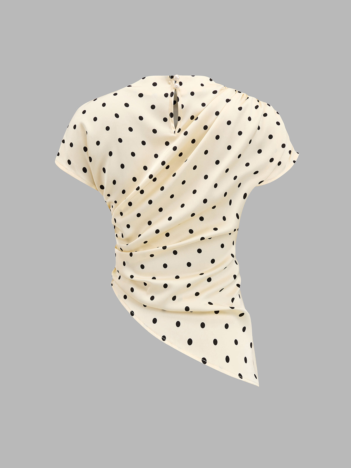 Polka Dot Asymmetric Hem Satin Blouse