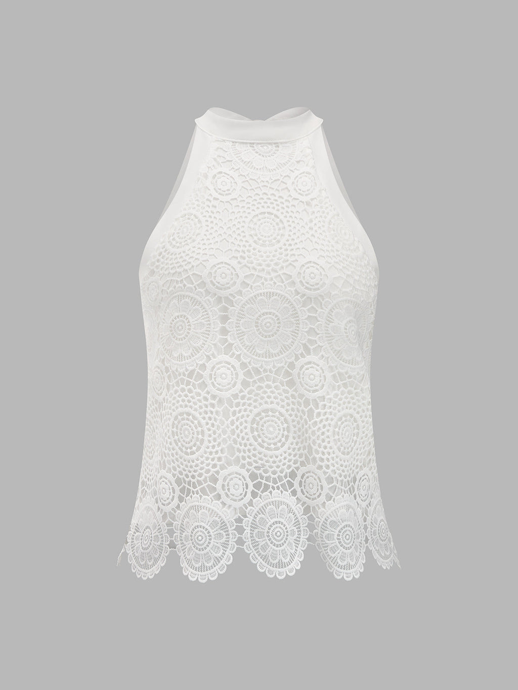Bow-Back Guipure Lace Sleeveless Top