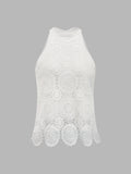 Bow-Back Guipure Lace Sleeveless Top