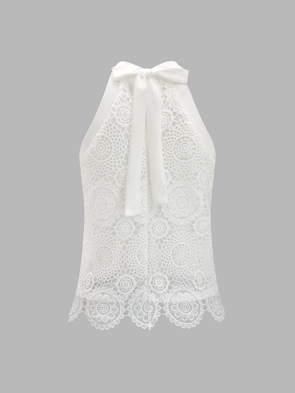Bow-Back Guipure Lace Sleeveless Top
