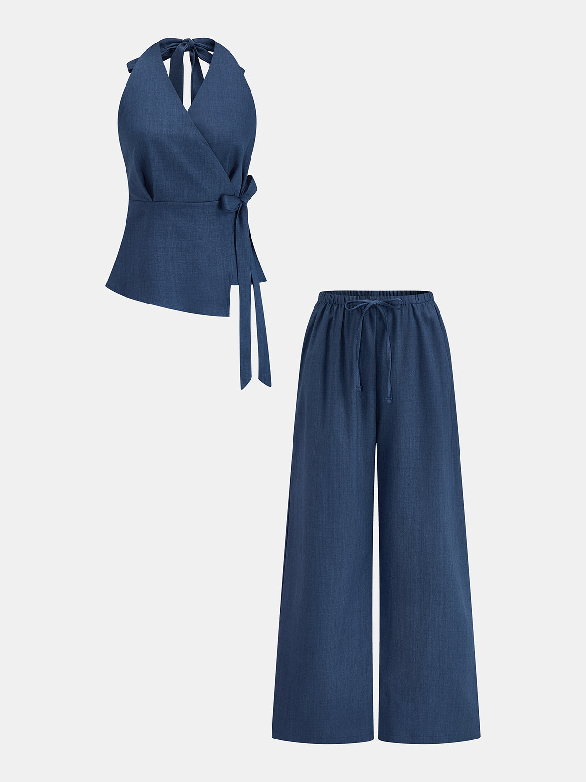 Wrap Tie Halter Top & Drawstring Pants Set