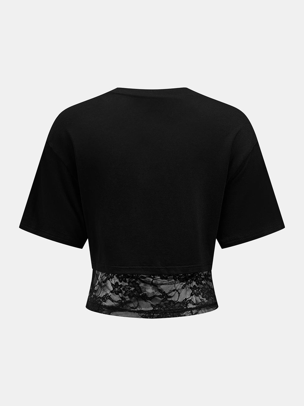 Lace Hem Patchwork Short Sleeve Top