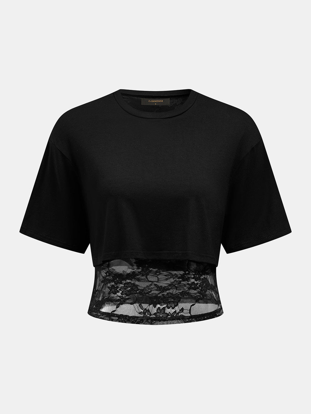 Lace Hem Patchwork Short Sleeve Top