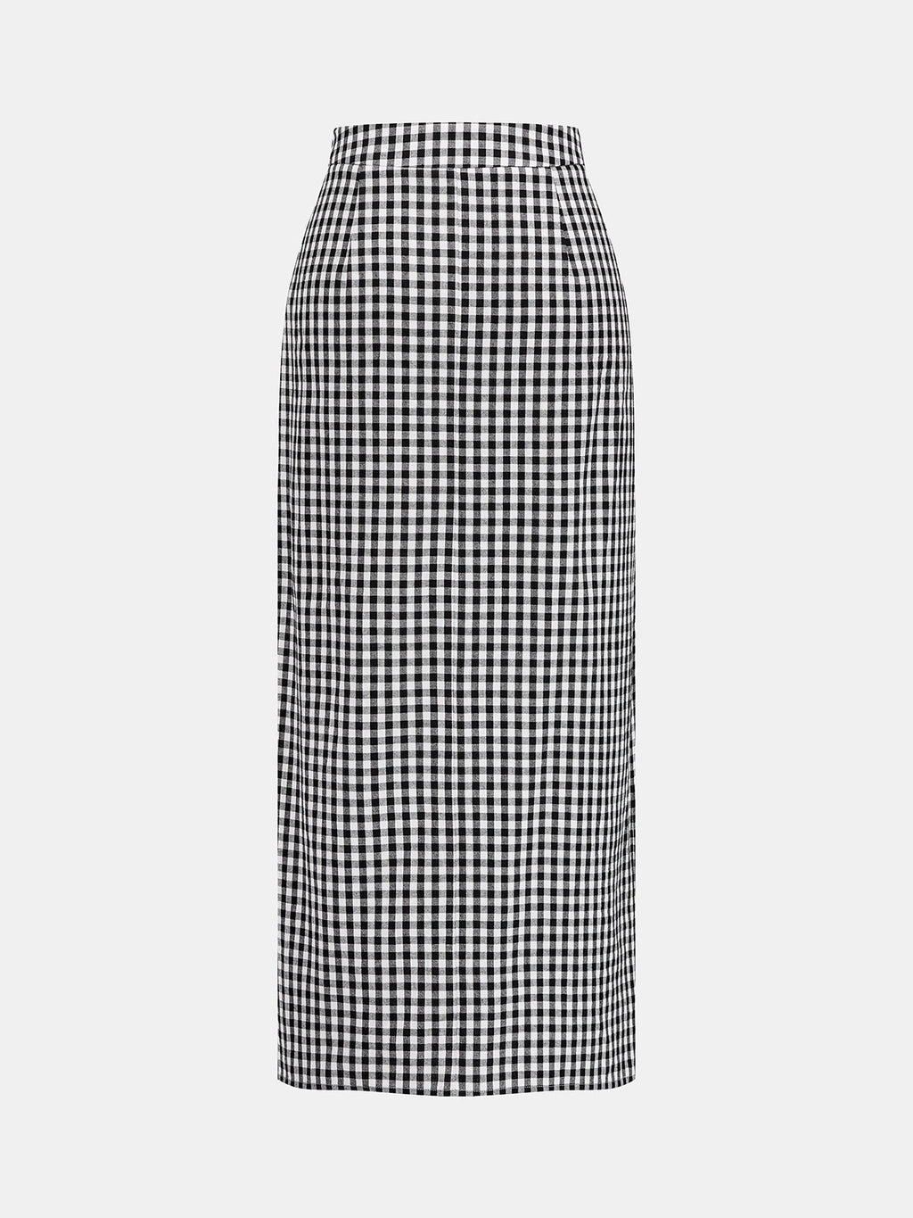 Gingham Bow-Strap Top & Midi Skirt Set