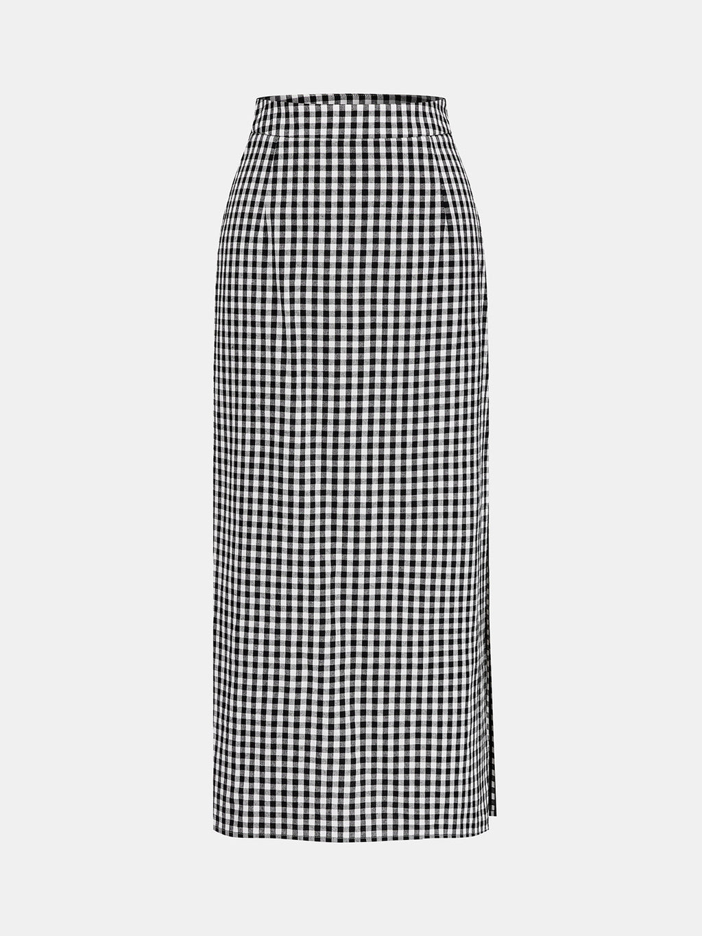 Gingham Bow-Strap Top & Midi Skirt Set