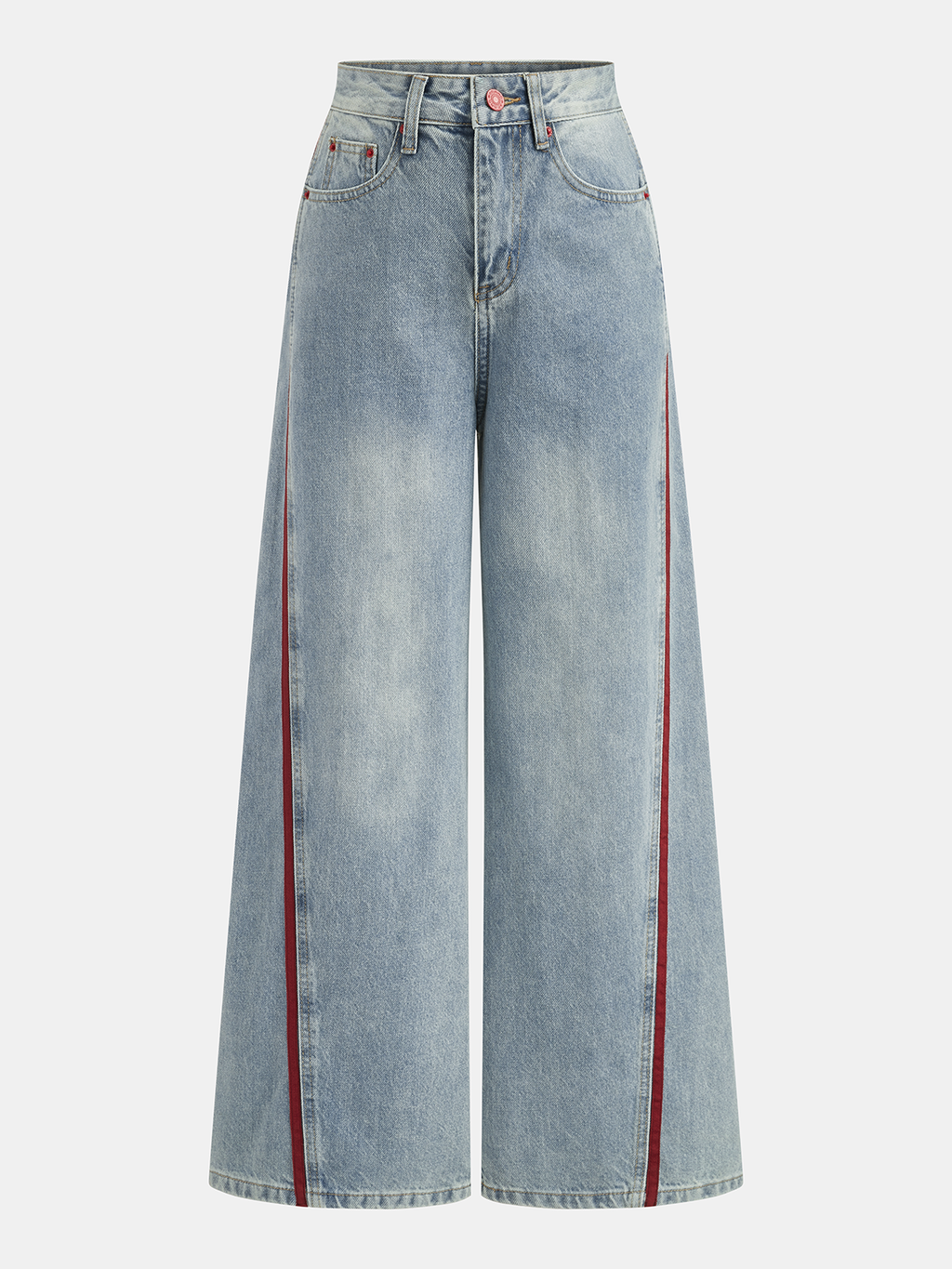 Side Stripe Curved Leg Denim Jeans