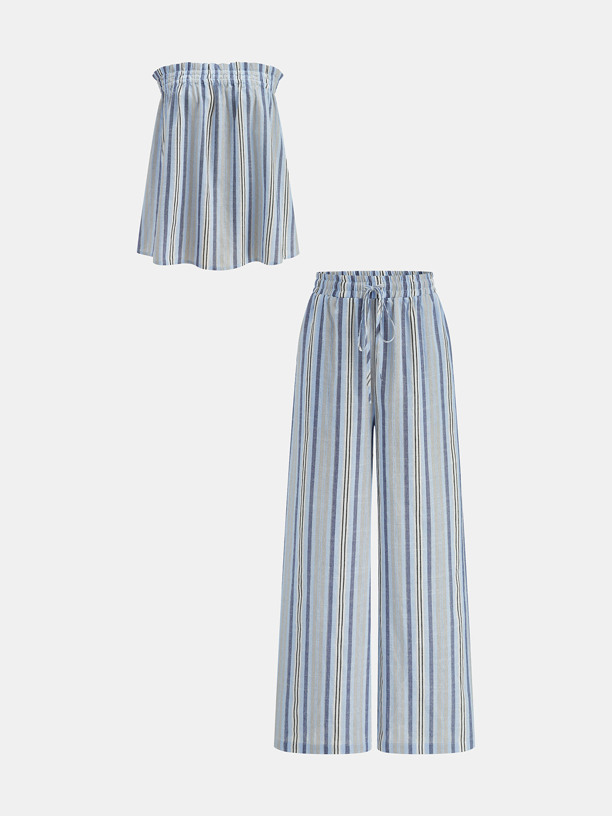 Striped Tube Top & Drawstring Pants Set