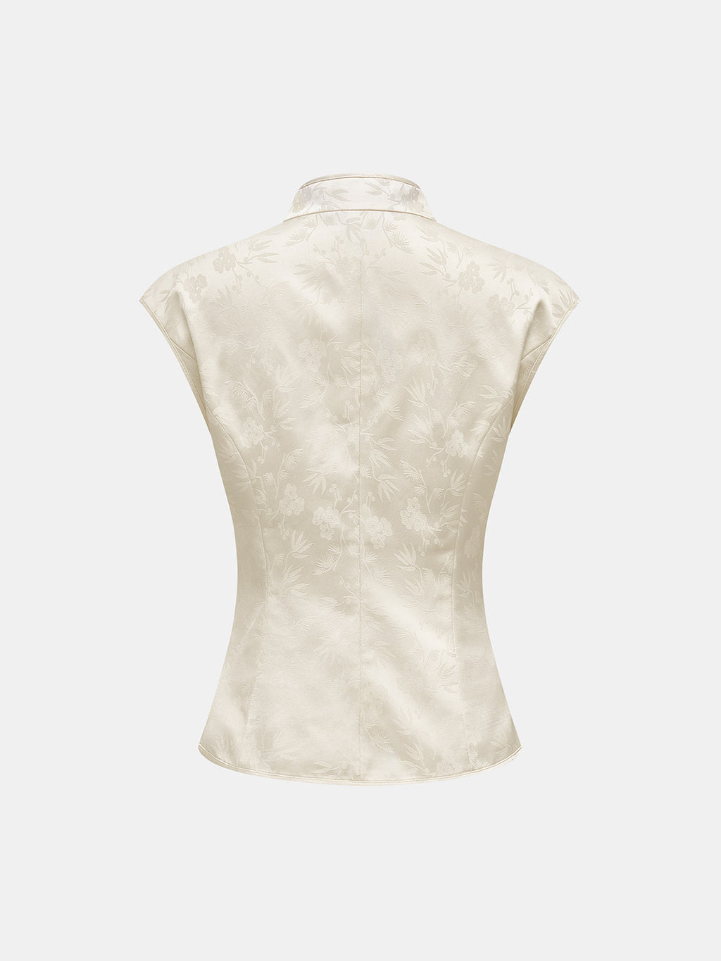 Metal Frog Button Jacquard Sleeveless Vest