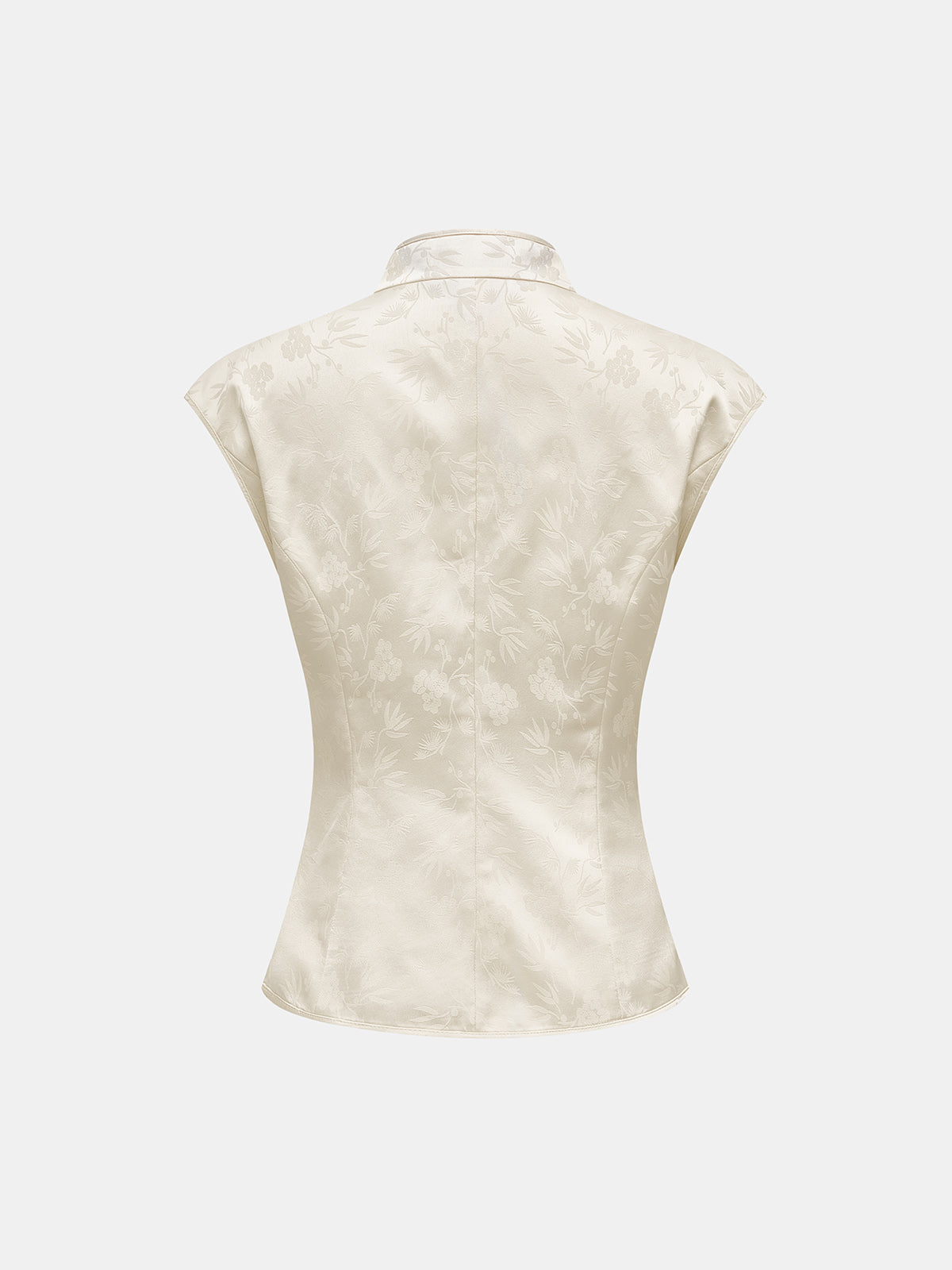 Metal Frog Button Jacquard Sleeveless Vest