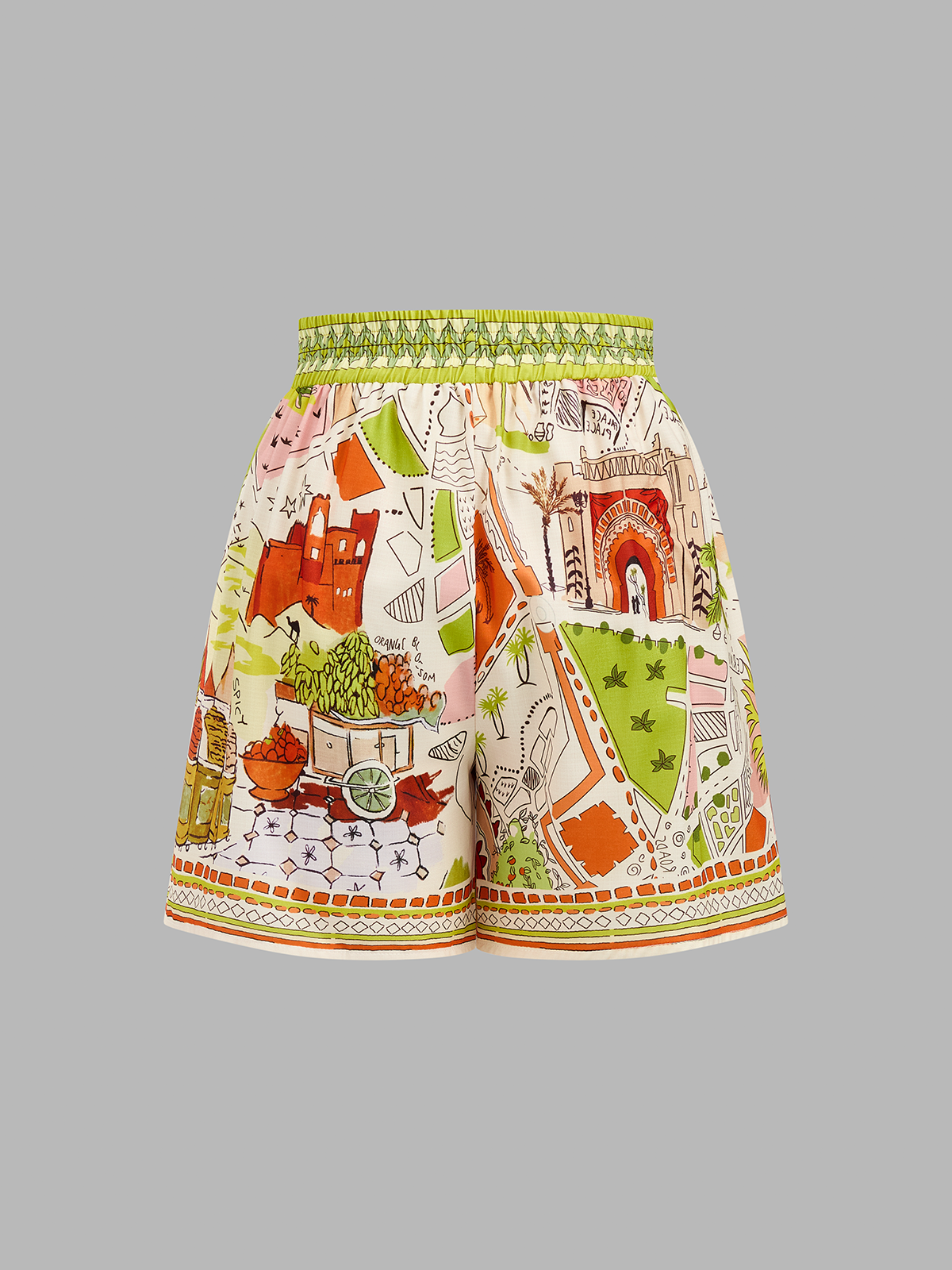 Printed Short Sleeve Shirt & Drawstring Shorts Set
