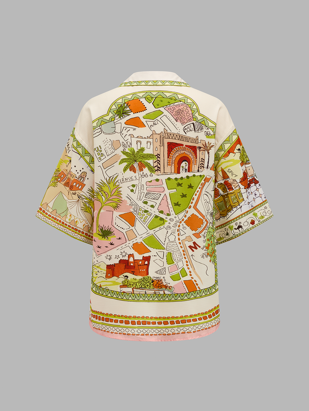 Printed Short Sleeve Shirt & Drawstring Shorts Set