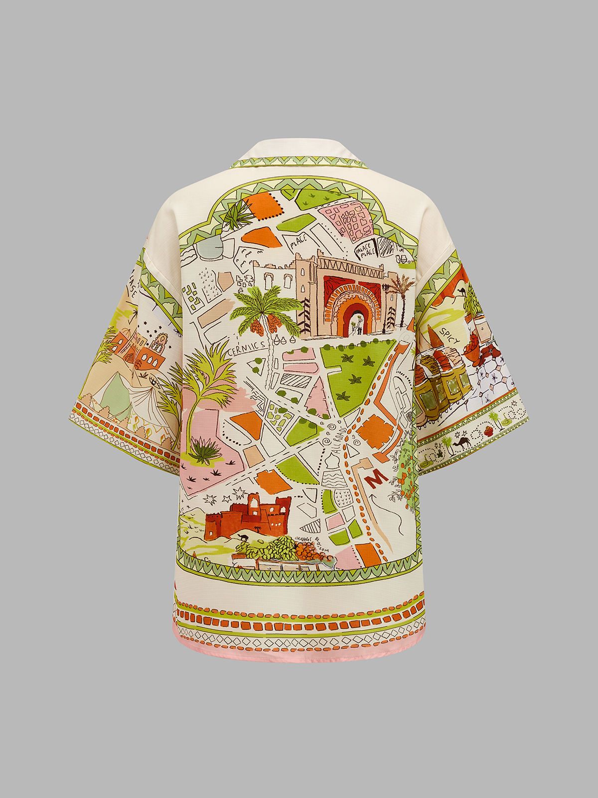 Printed Short Sleeve Shirt & Drawstring Shorts Set