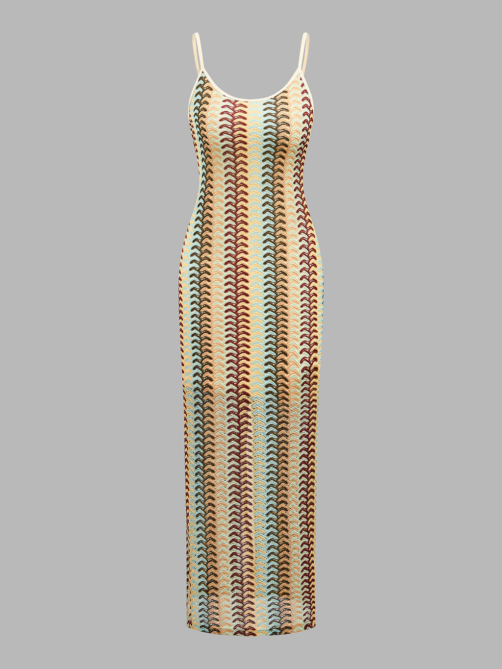 Multicolor Striped Knit Midi Cami Dress