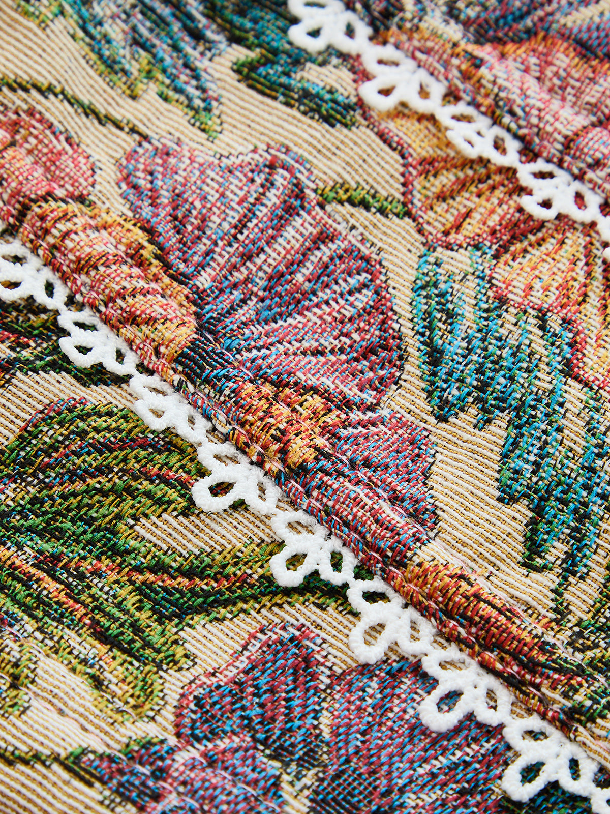 Vintage Floral Tapestry Lace Trim Corset Top