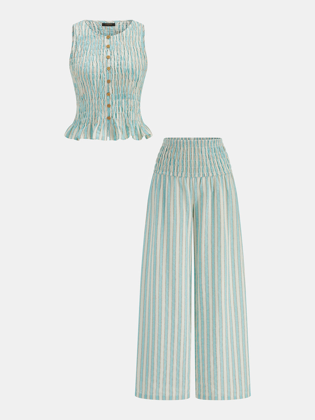 Striped Smocked Two Piece Pants Set