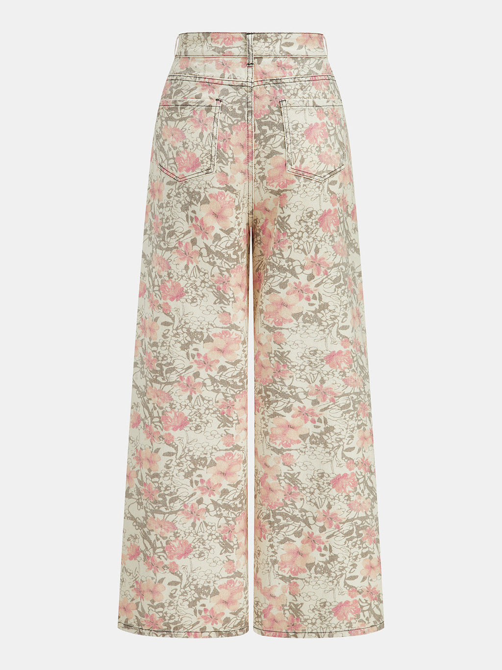 Floral Mid Waist Wide Leg Jeans
