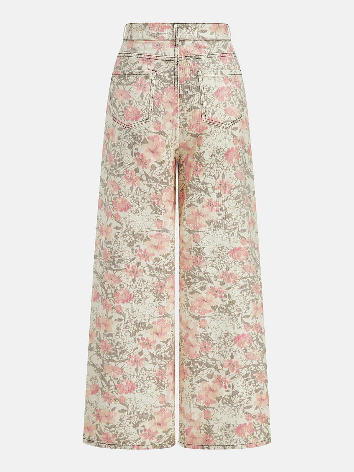 Floral Mid Waist Wide Leg Jeans