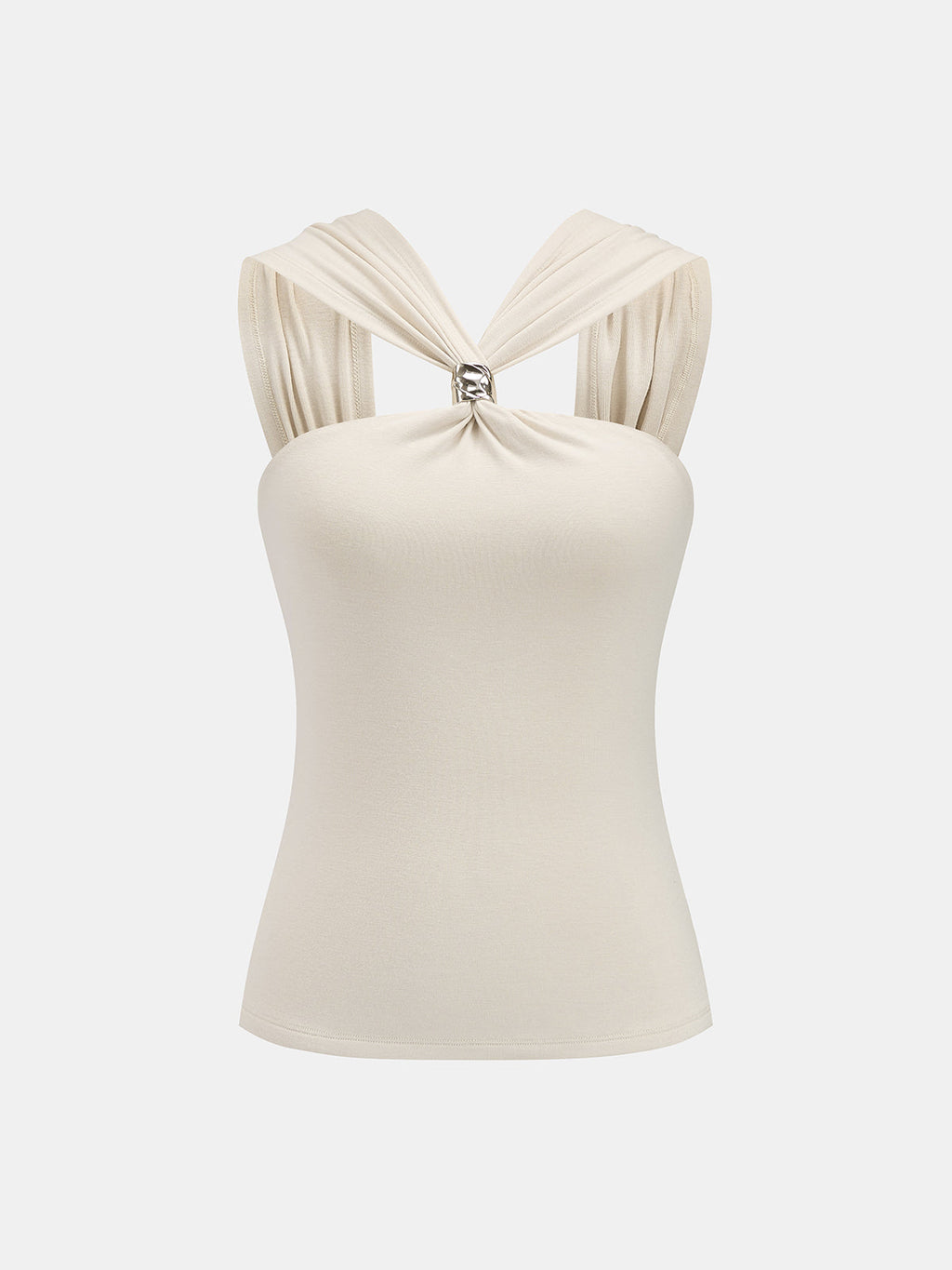 Metal Detail Twist Fitted Tank Top