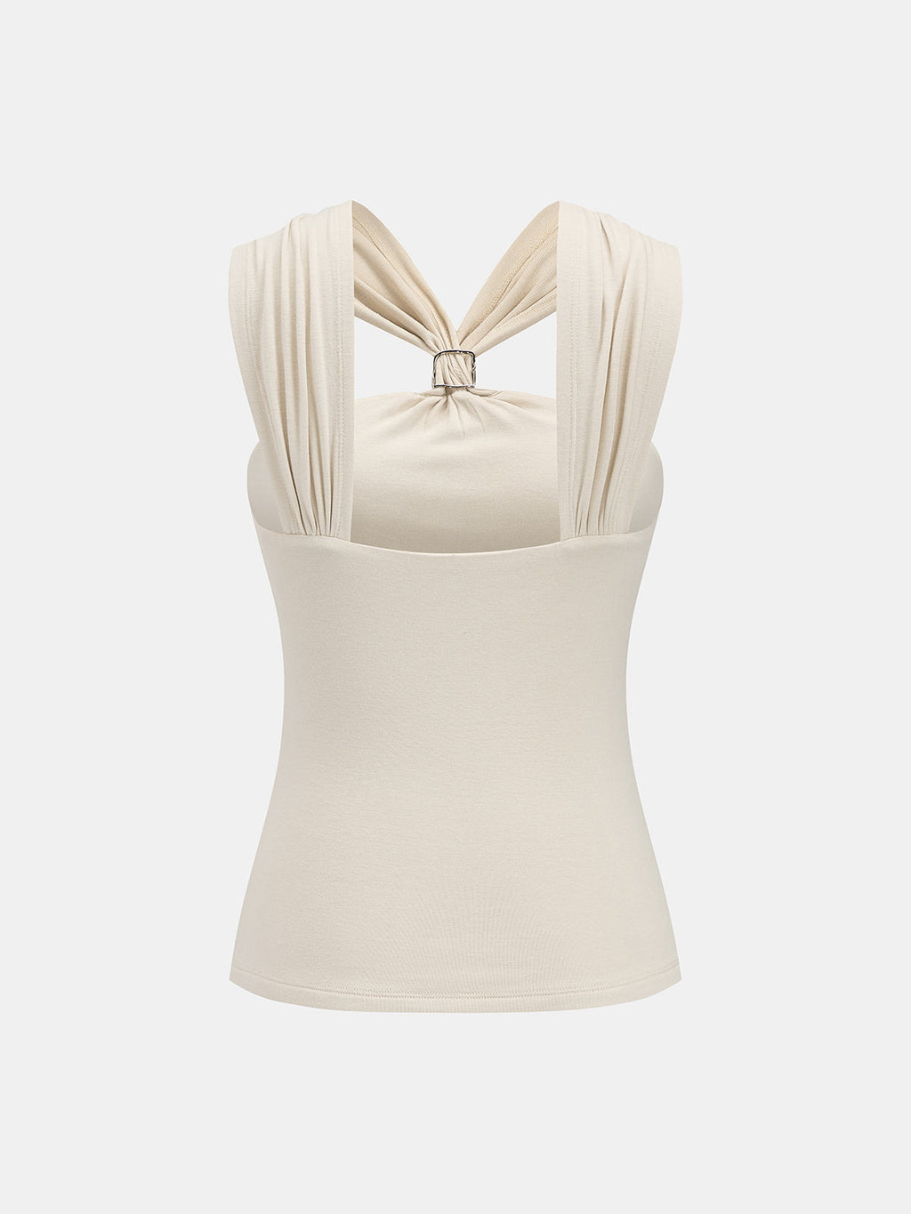 Metal Detail Twist Fitted Tank Top