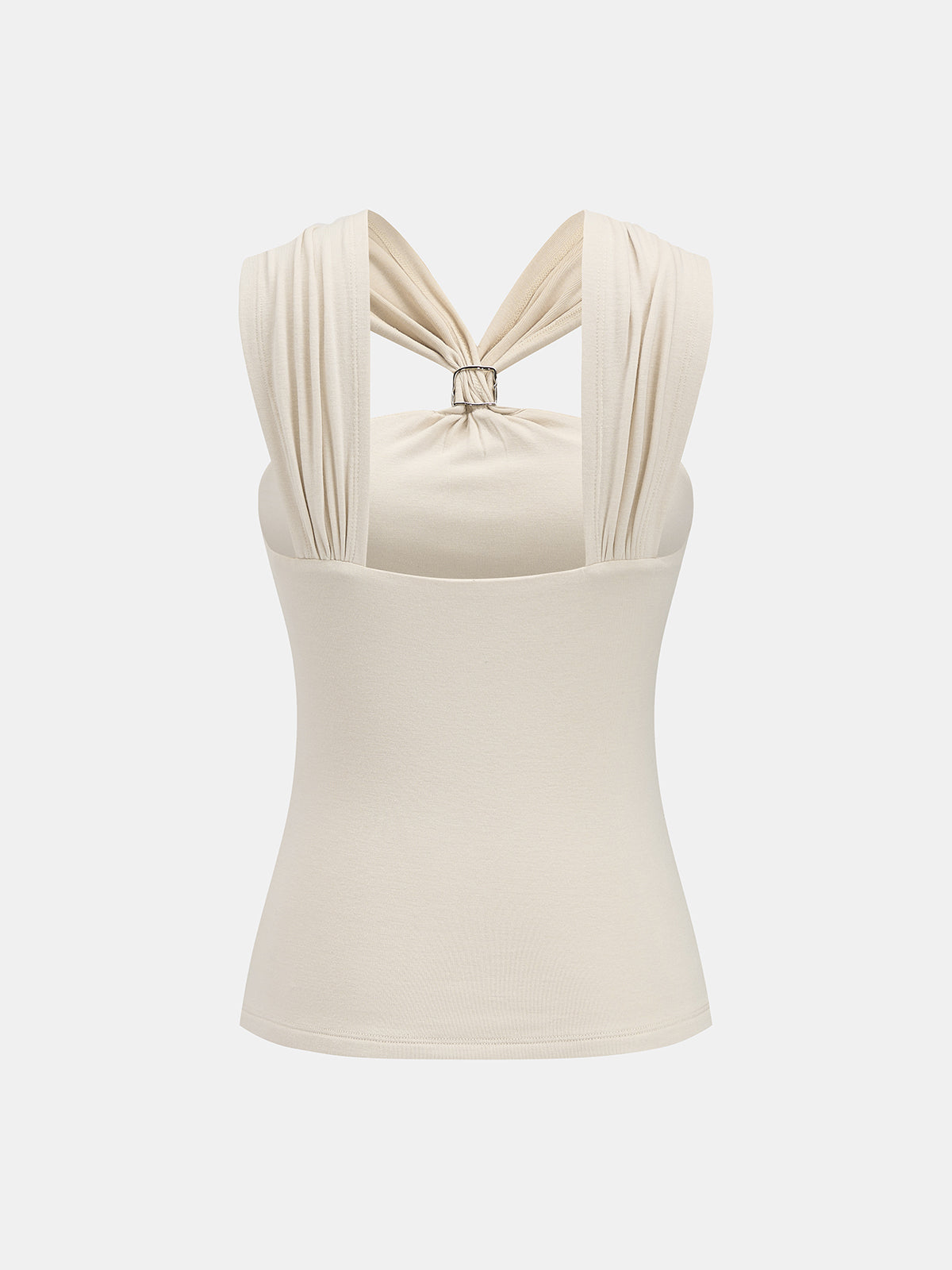 Metal Detail Twist Fitted Tank Top