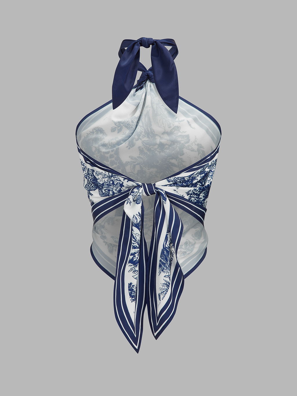 Porcelain Print Scarf Style Halter Blouse