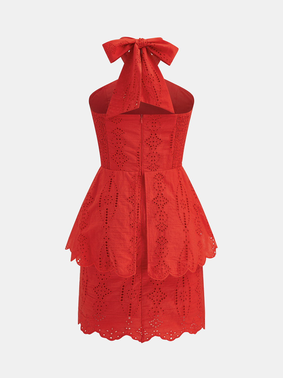 Eyelet Halter Layered Mini Dress