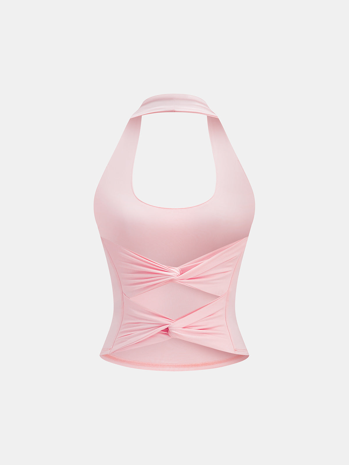 Back Twist Cutout Halter Tank Top