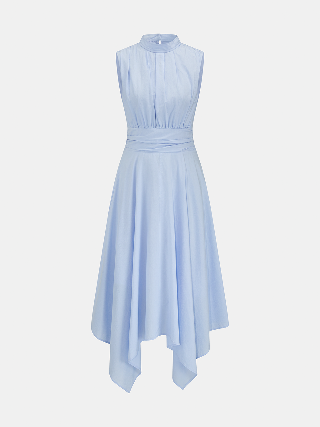 Stand Collar Sleeveless Irregular Hem Midi Dress