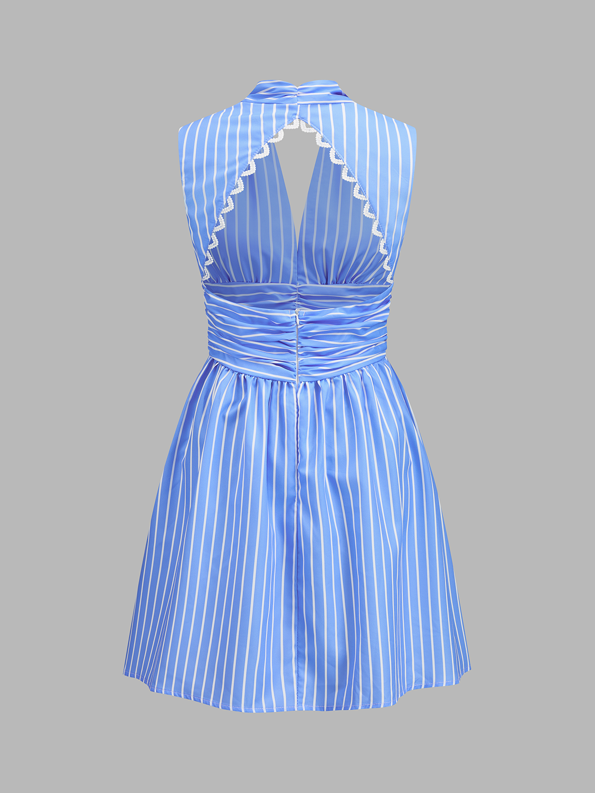 Blue Stripe Backless Dress