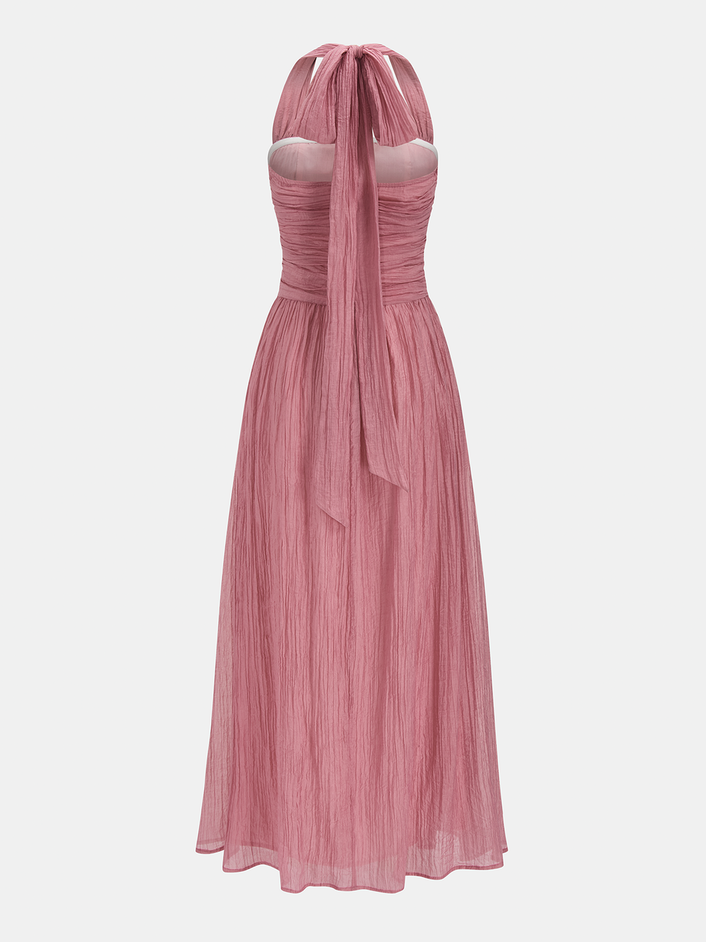 Crinkled Textured Halter Maxi Dress