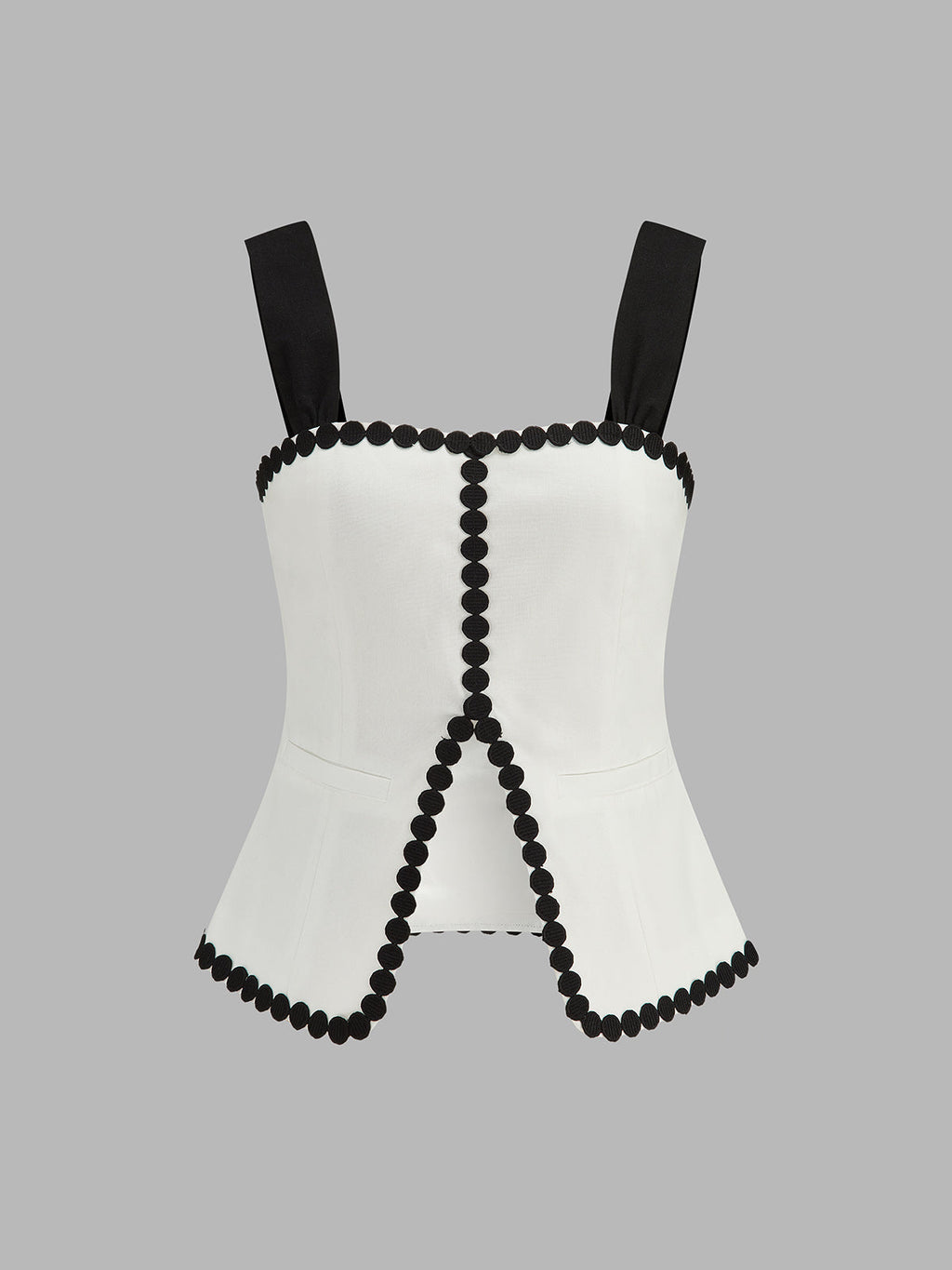 Contrast Trim Corset Shorts Set