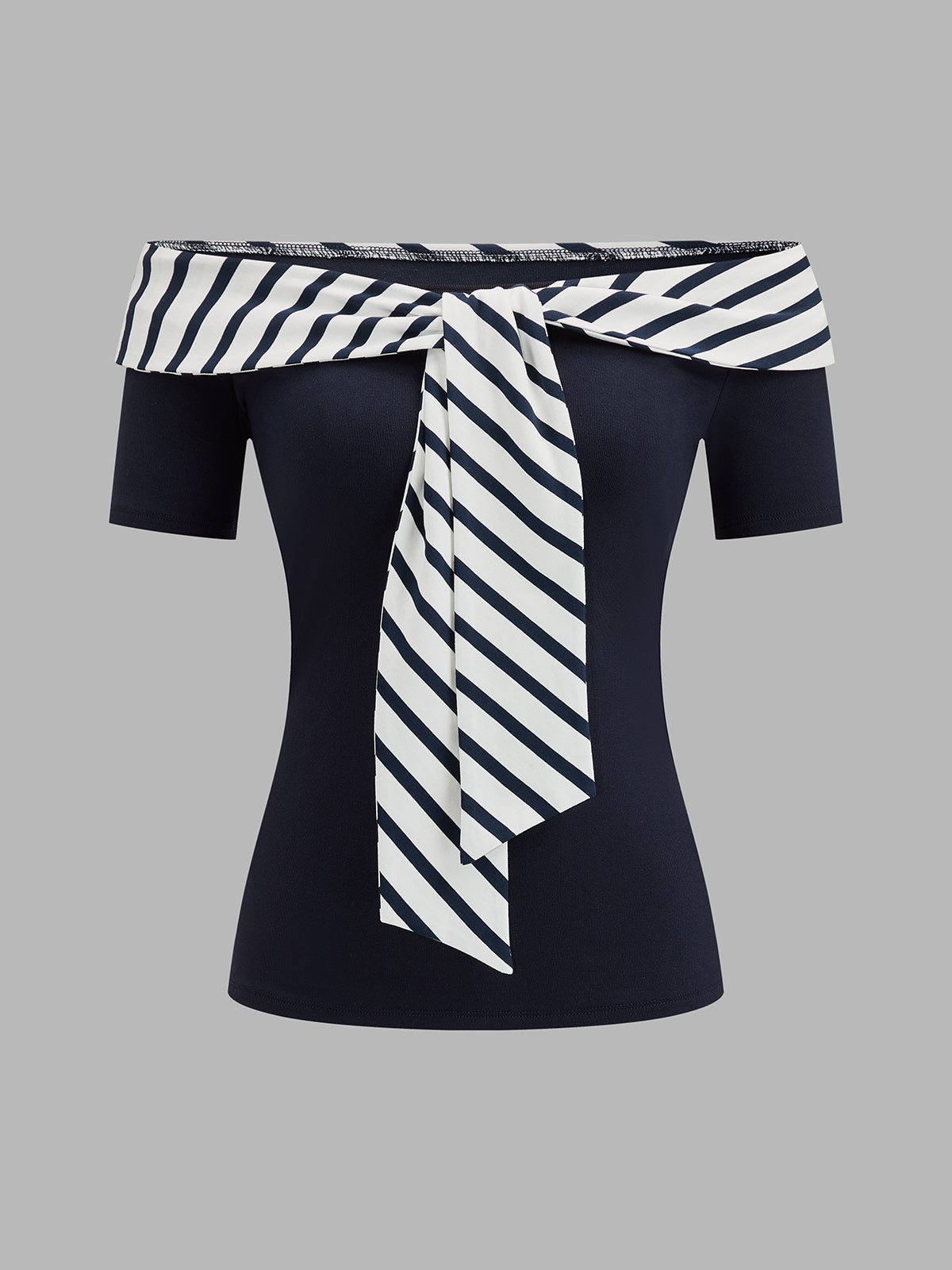 Nautical Tie Detail Short Sleeve Top