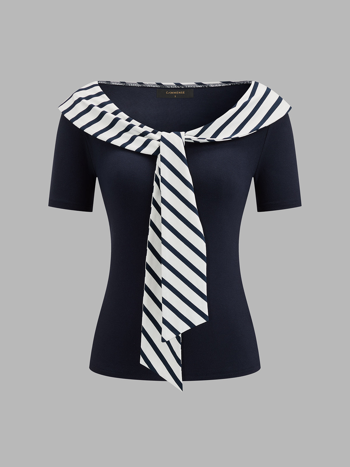 Nautical Tie Detail Short Sleeve Top