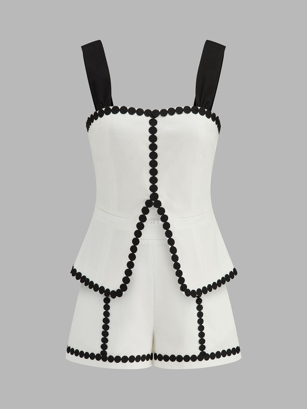 Contrast Trim Corset Shorts Set
