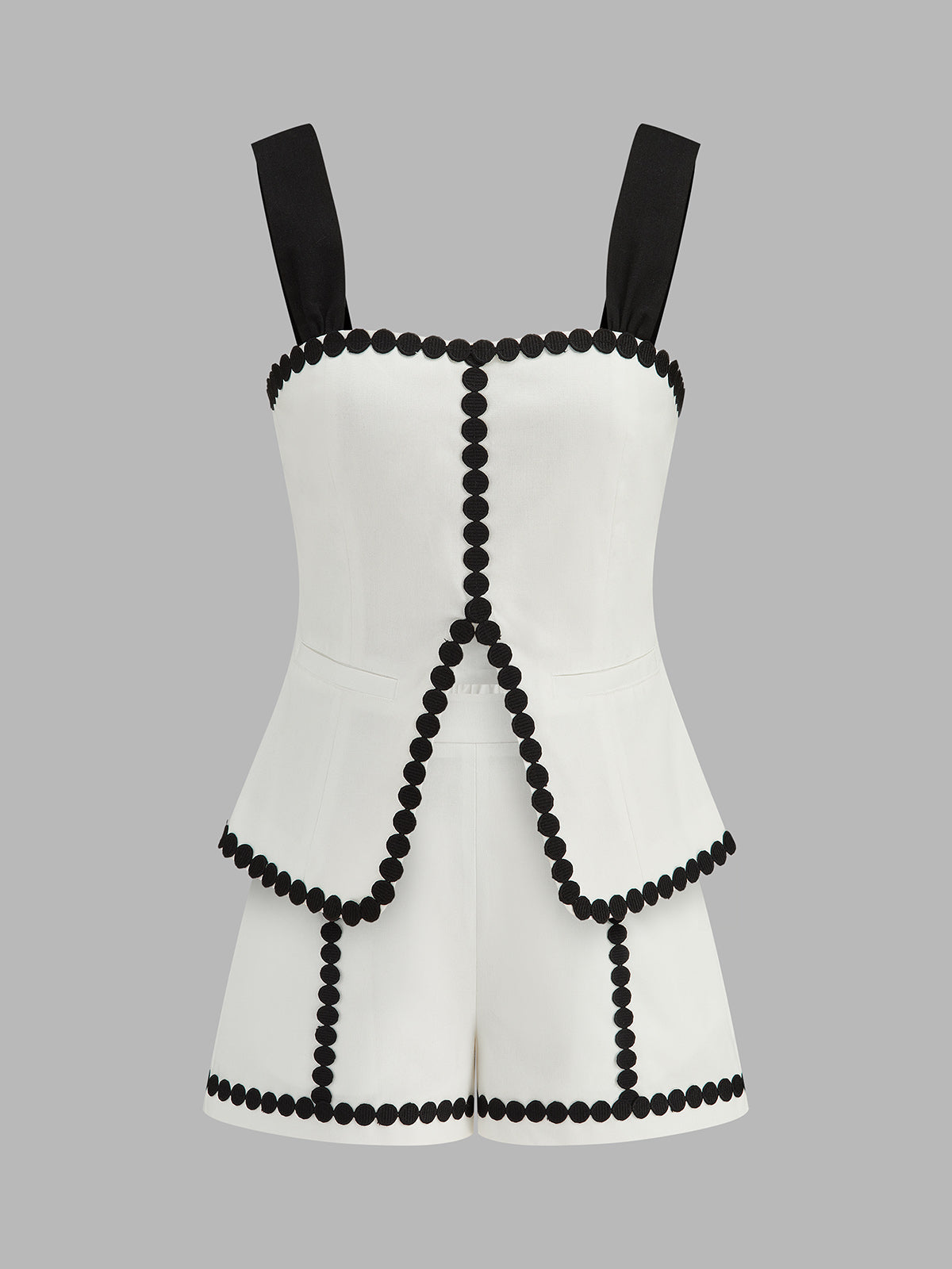 Contrast Trim Corset Shorts Set