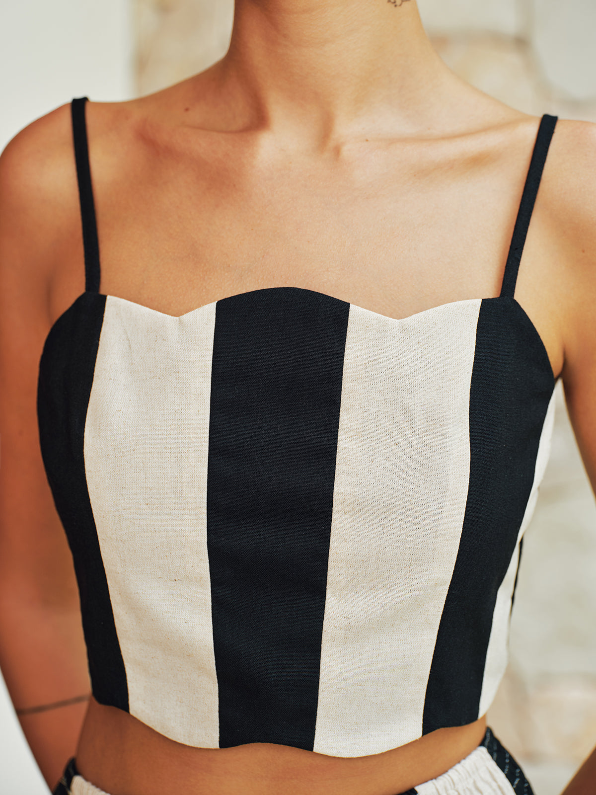 Striped Cami Top & Smocked Maxi Skirt Set