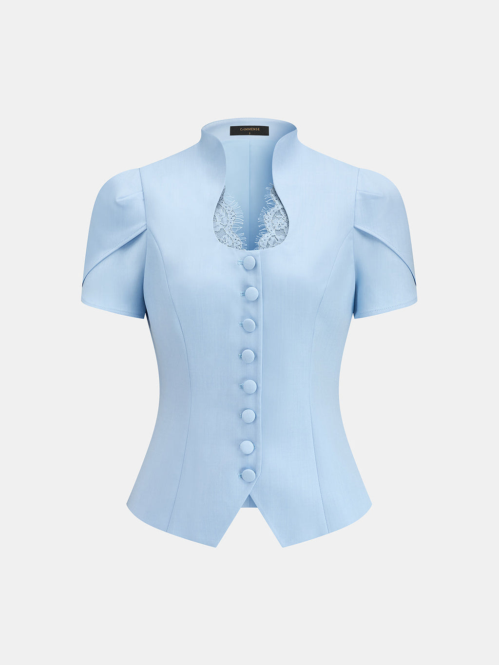 Stand Collar Lace Trim Blouse