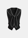 Contrast Stitch Knotted Knit Vest