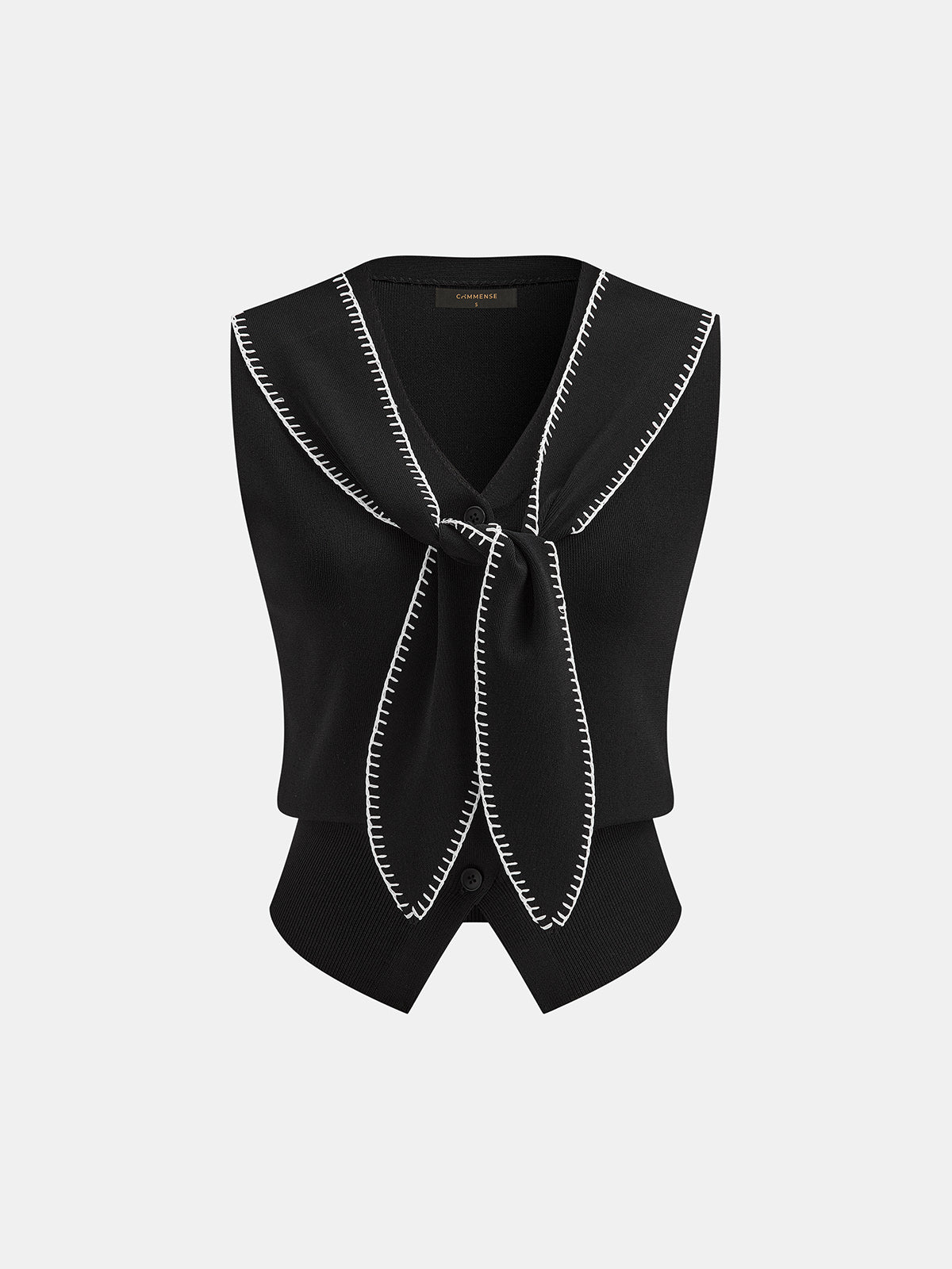 Contrast Stitch Knotted Knit Vest