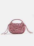 Crisscross Woven Oval Top Handle Handbag