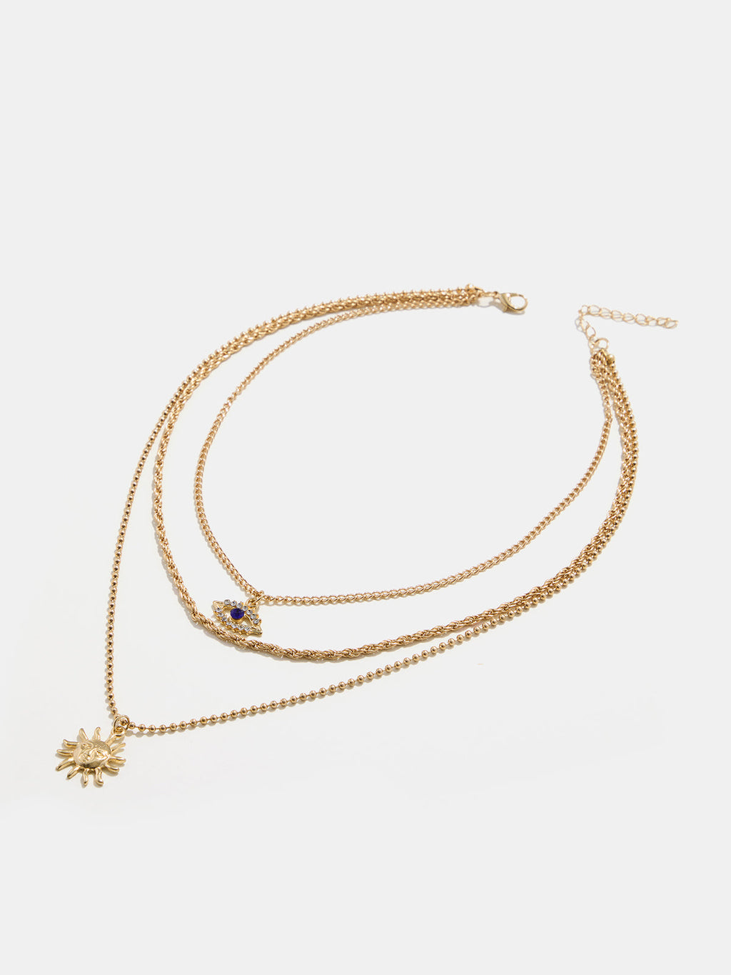 Sapphire Eye Sun Pendant Layered Necklace