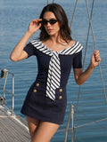 Nautical Tie Detail Short Sleeve Top