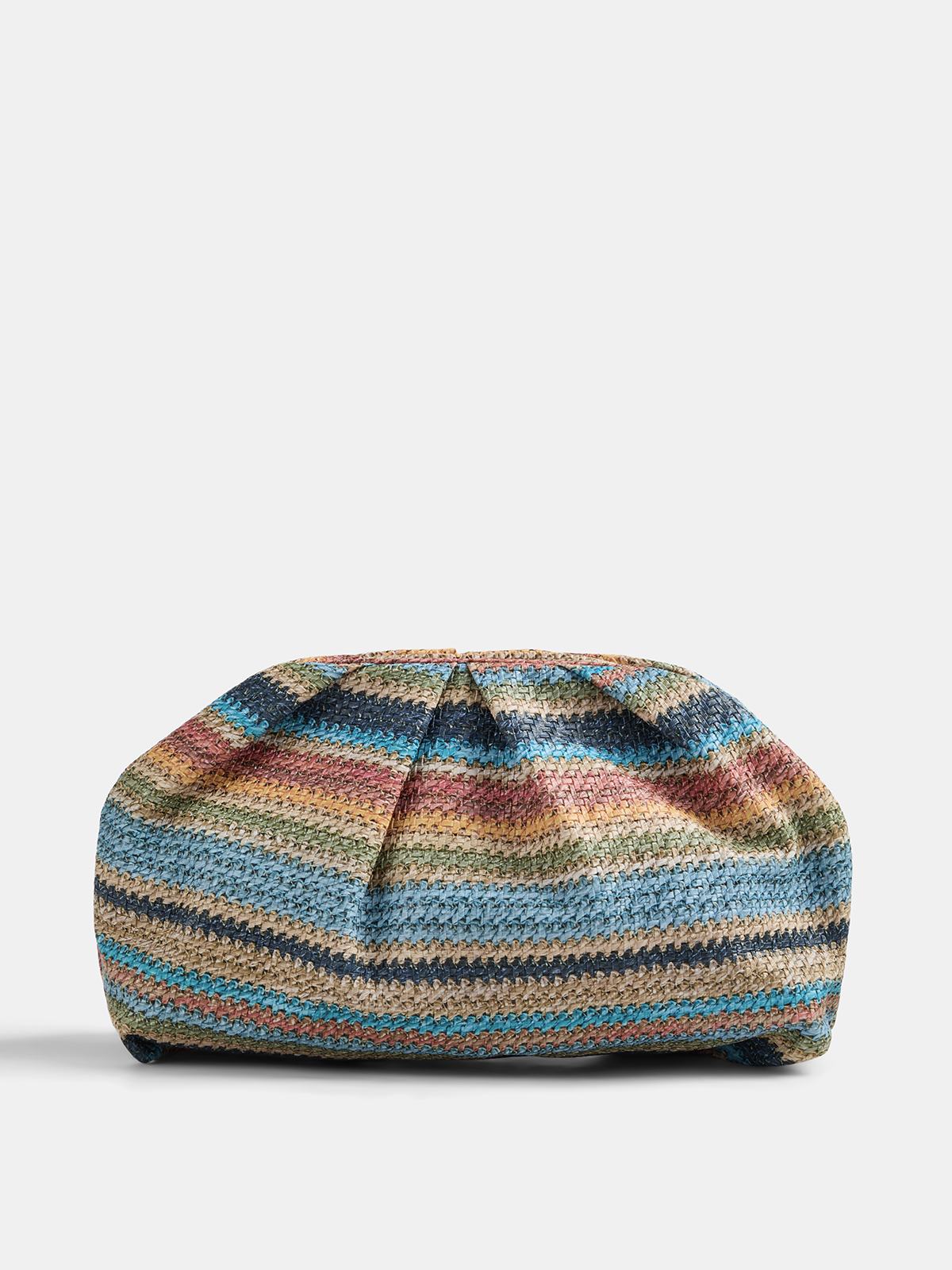 Colorful Striped Woven Rivet Clutch Handbag