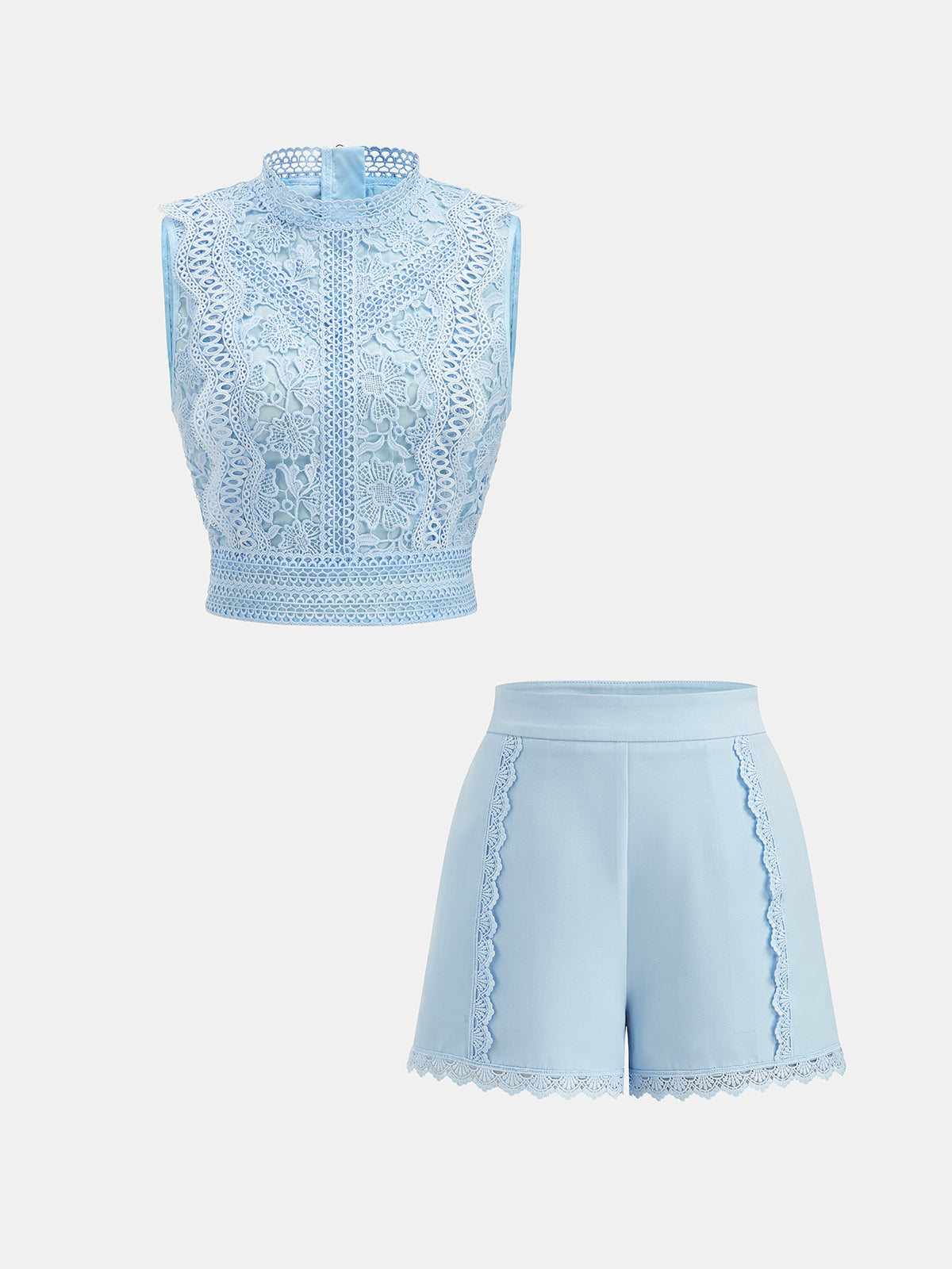 Guipure Lace Two Piece Shorts Set