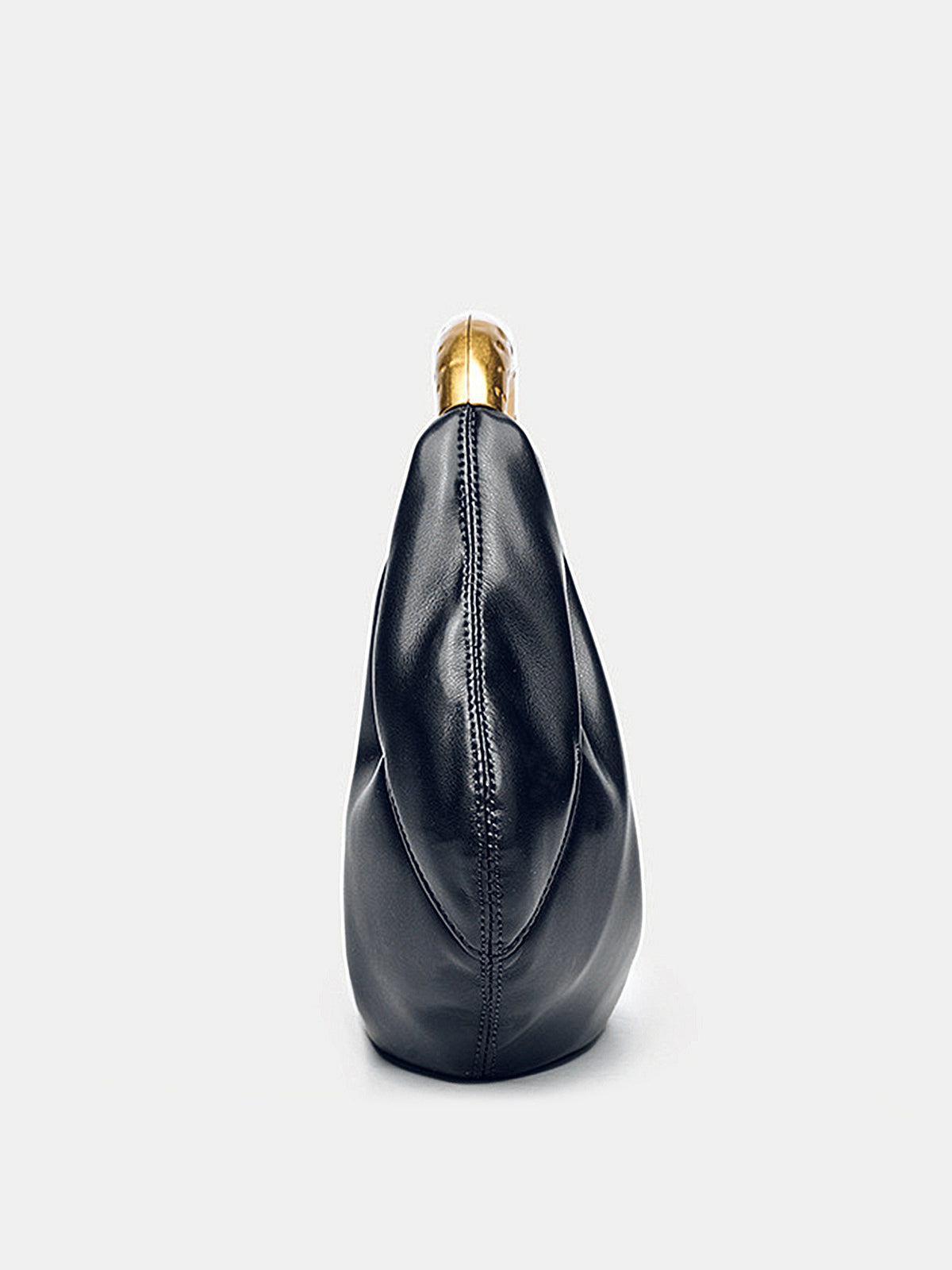 Metal Handle Crescent Handbag