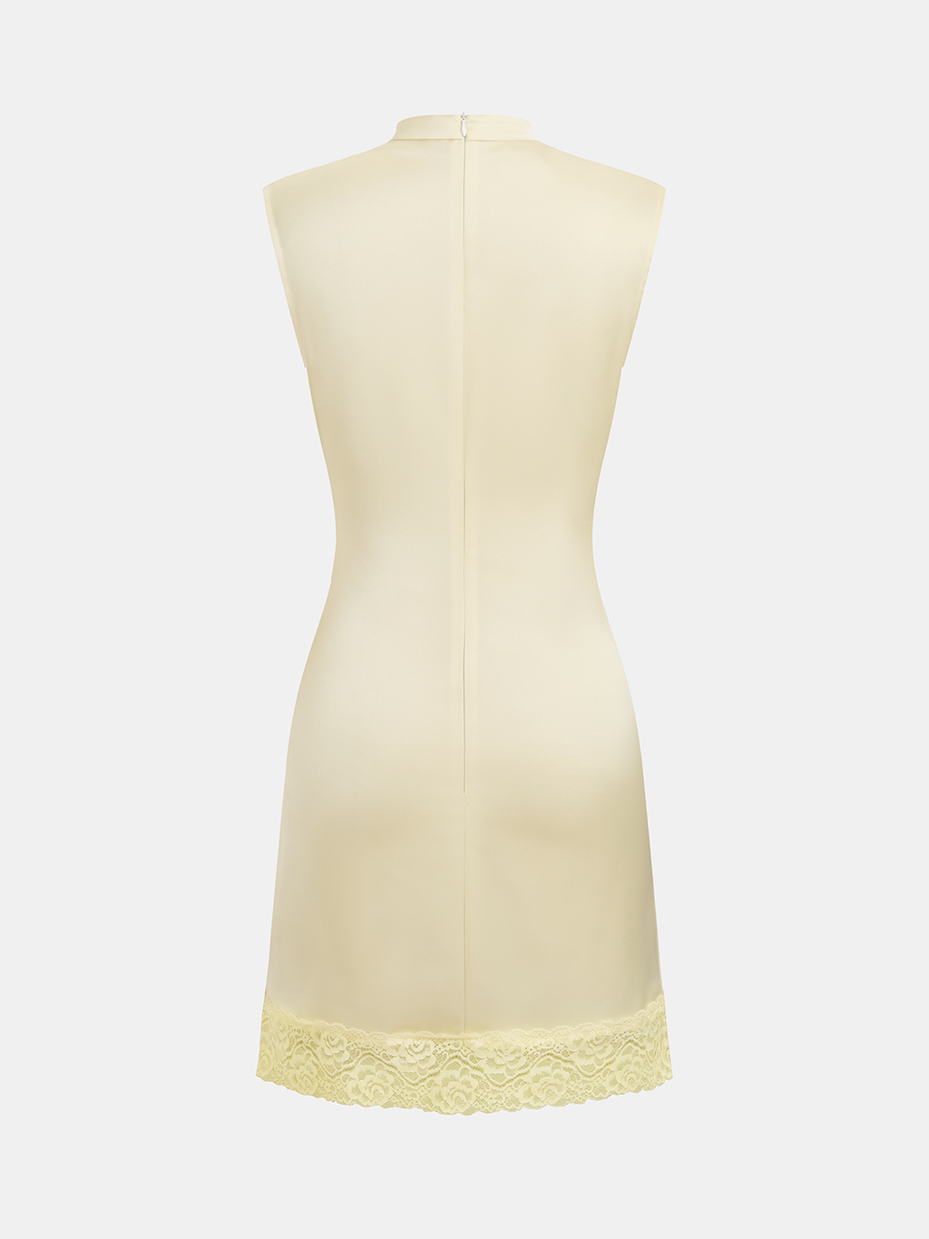 Lace Trim Satin Sleeveless Mini Dress