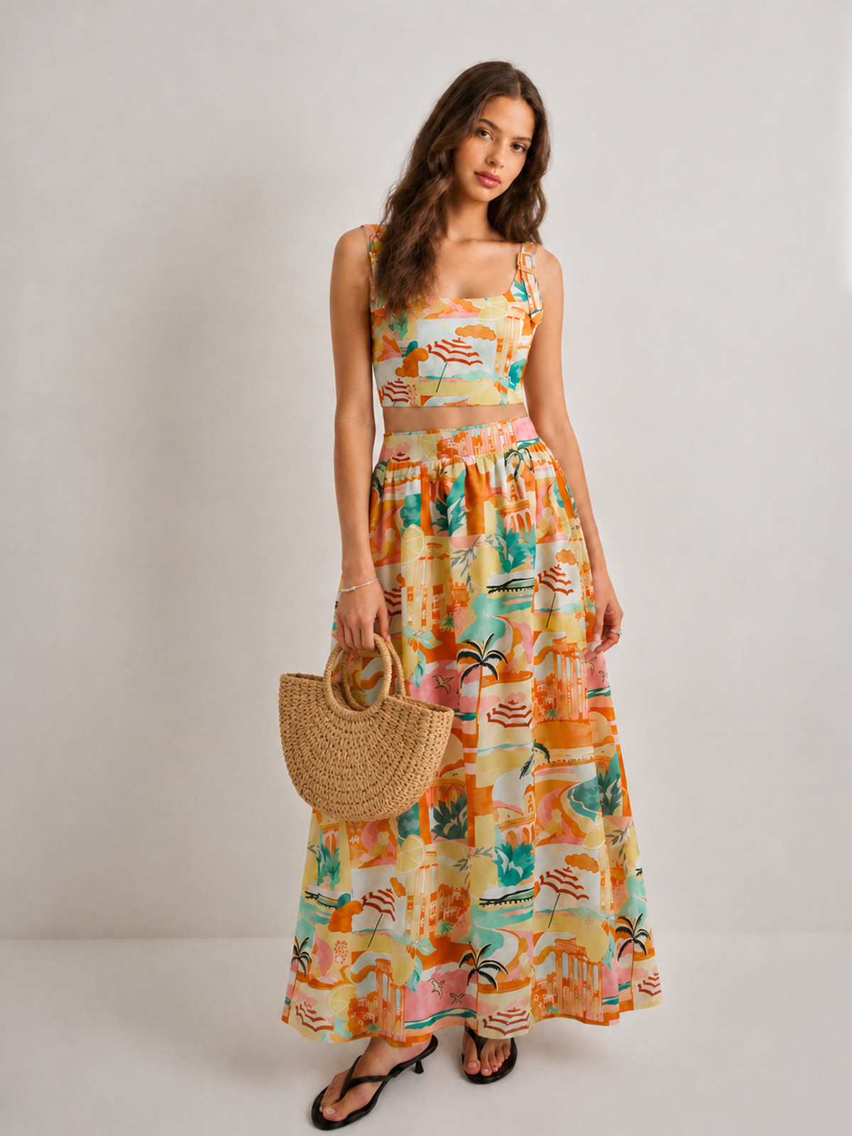 Printed Vacation Two Piece Skirt Set