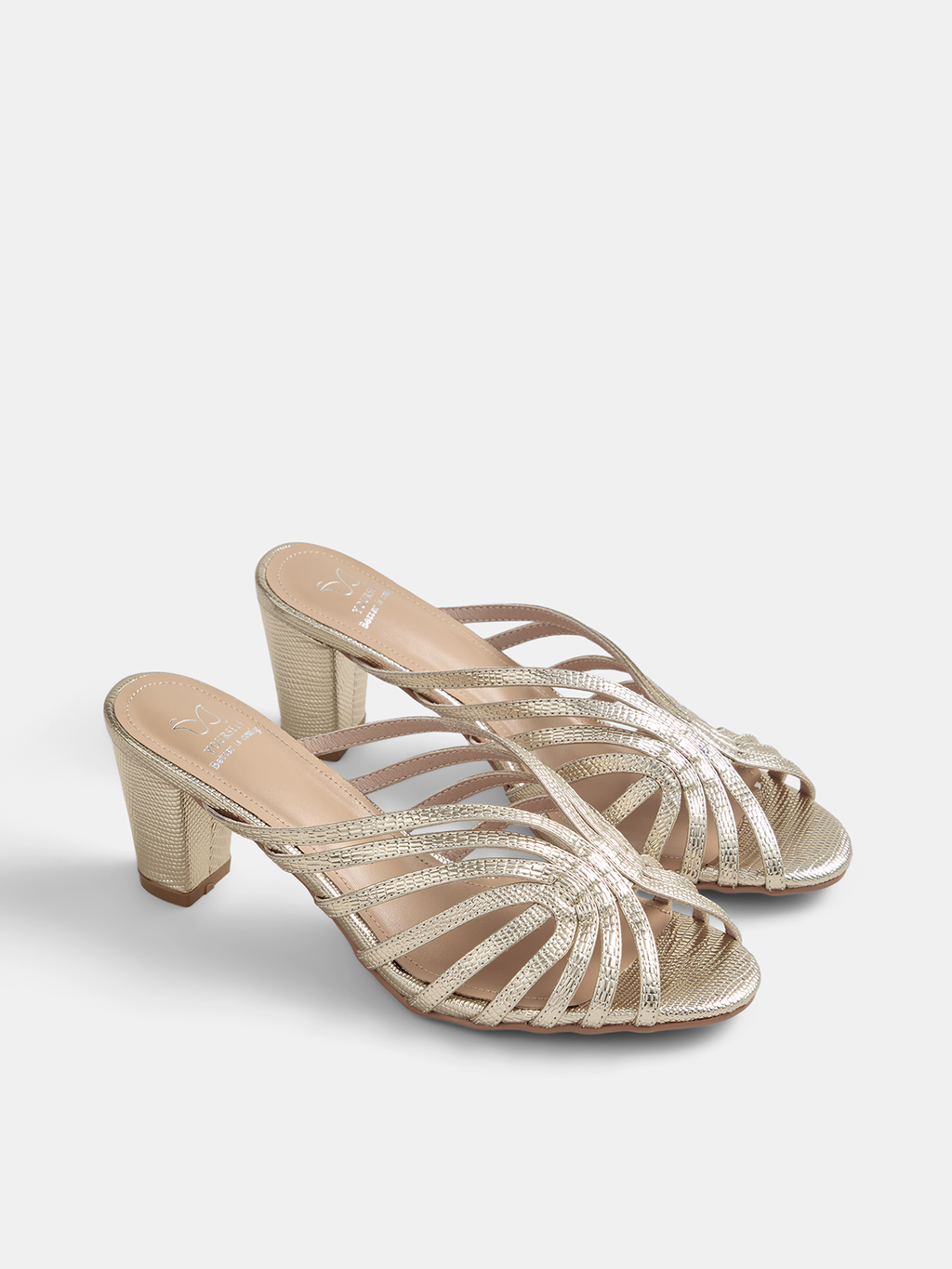 Woven Strap Block Heel Mule Sandals